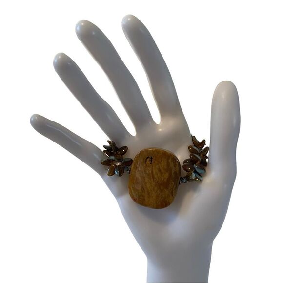 Gorgeous Genuine Gemstone & Glass Bead Artisan Made Bracelet. - Picture 1 of 7